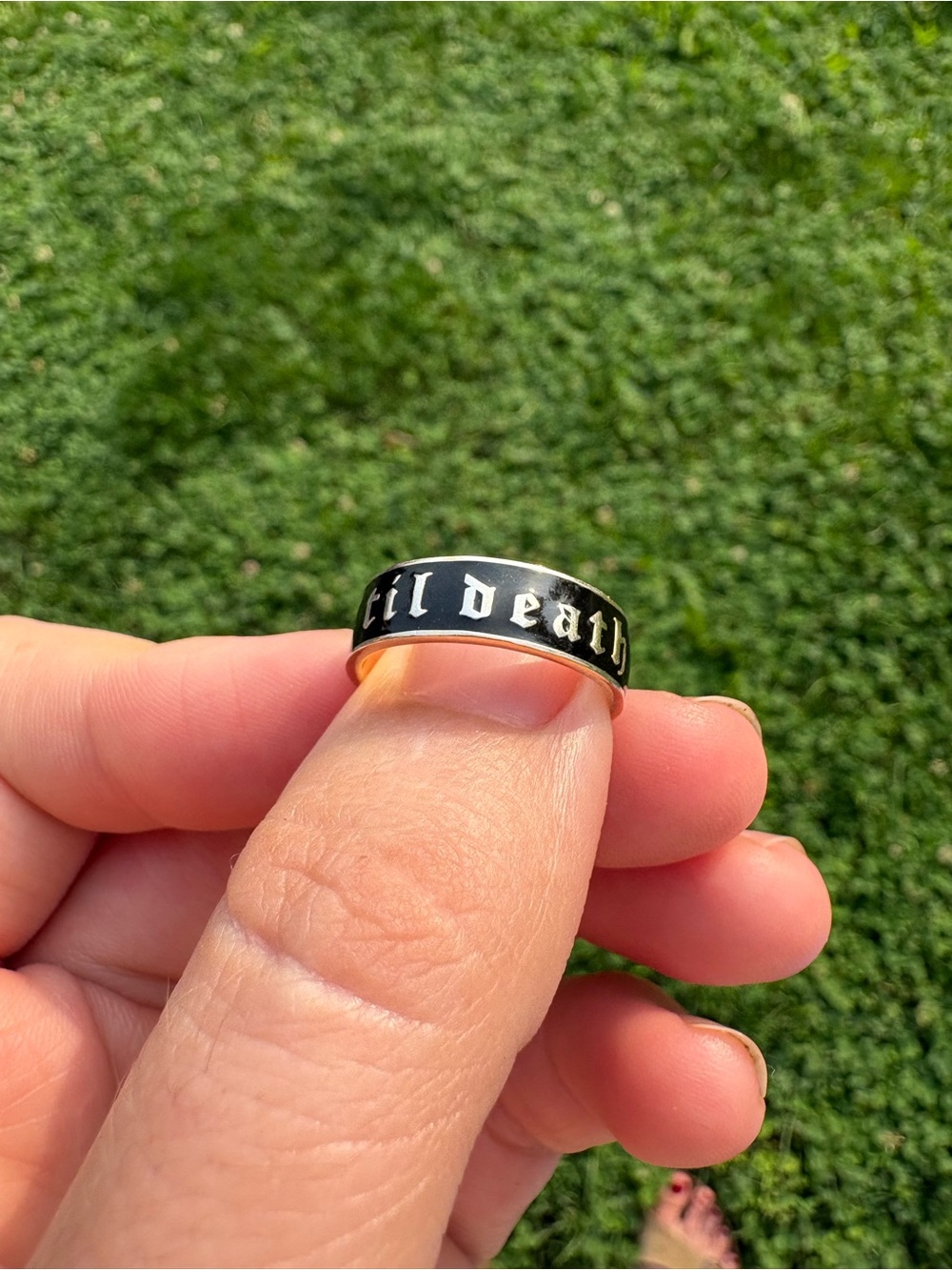 Black 'Til Death' Enamel Band Ring
